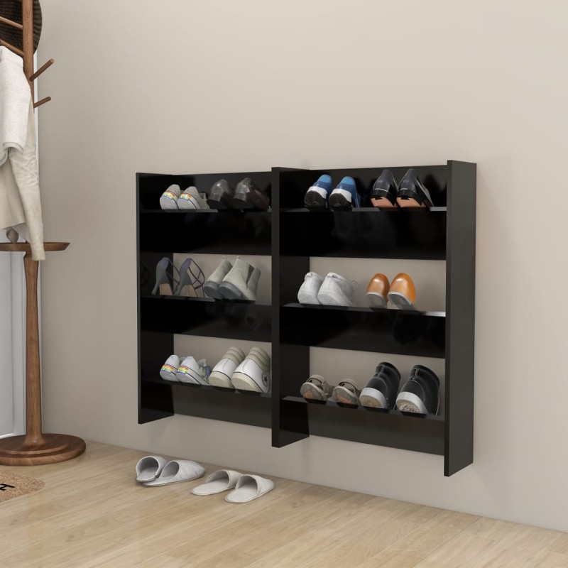 vidaXL Wand-Schuhschränke 2 Stk. Schwarz 60x18x90 cm Holzwerkstoff vidaXL Wand-Schuhschränke 2 Stk. Schwarz 60x18x90 cm Holzwerkstoff