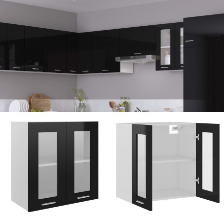 vidaXL Hängeglasschrank Hochglanz-Schwarz 60x31x60 cm Holzwerkstoff