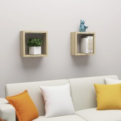 vidaXL Würfelregale 2 Stk. Sonoma-Eiche 30x15x30 cm
