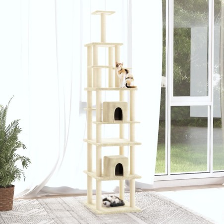 vidaXL Kratzbaum mit Sisal-Kratzsäulen Creme 216 cm