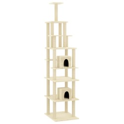 vidaXL Kratzbaum mit Sisal-Kratzsäulen Creme 216 cm
