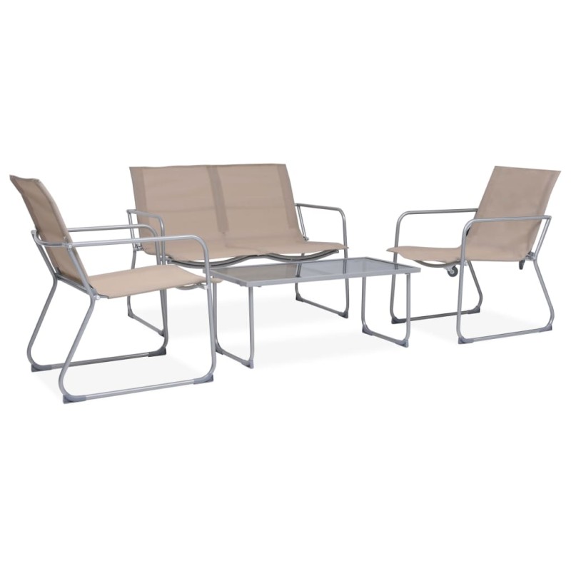 vidaXL 4-tlg. Garten-Lounge-Set Stoff und Stahl Taupe vidaXL 4-tlg. Garten-Lounge-Set Stoff und Stahl Taupe