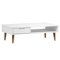 vidaXL Couchtisch MOLDE Weiß 100x55x31 cm Massivholz Kiefer