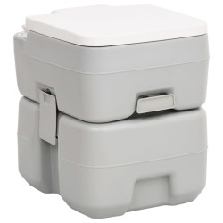 vidaXL Camping-Toilette Tragbar Grau und Weiß 20+10 L HDPE