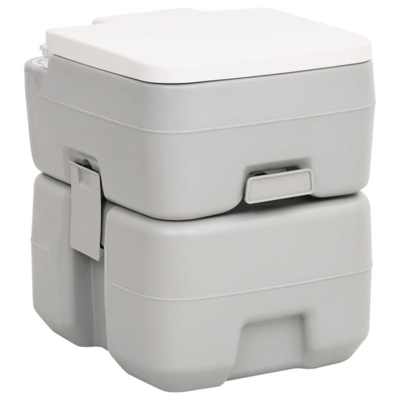 vidaXL Camping-Toilette Tragbar Grau und Weiß 20+10 L HDPE vidaXL Camping-Toilette Tragbar Grau und Weiß 20+10 L HDPE