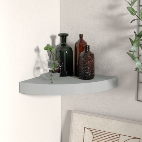 vidaXL Eck-Schweberegal Grau 25x25x3,8 cm MDF