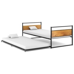 vidaXL Ausziehbett Schwarz Metall 90x200 cm