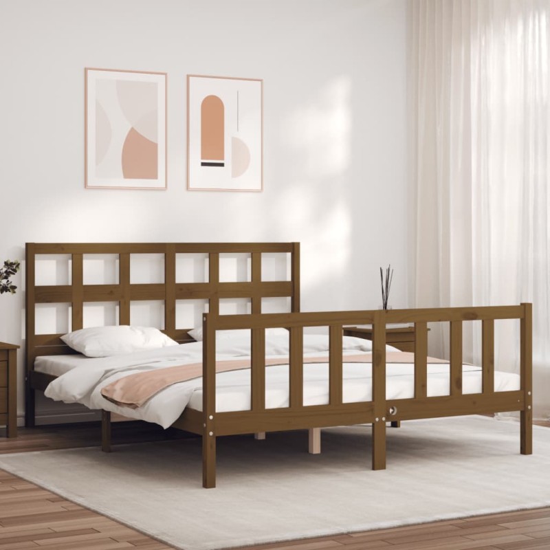 Massivholzbett mit Kopfteil Honigbraun Massivholzbett mit Kopfteil Honigbraun