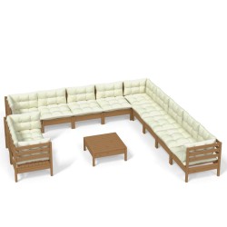 vidaXL 12-tlg. Garten-Lounge-Set mit Kissen Honigbraun Kiefernholz