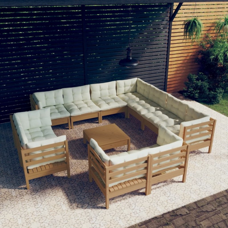 12-tlg. Garten-Lounge-Set mit Kissen Honigbraun Kiefernholz 12-tlg. Garten-Lounge-Set mit Kissen Honigbraun Kiefernholz