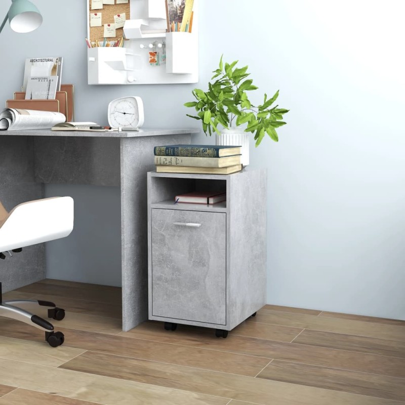 vidaXL Beistellschrank mit Rollen Betongrau 33x38x60 cm Holzwerkstoff vidaXL Beistellschrank mit Rollen Betongrau 33x38x60 cm Holzwerkstoff