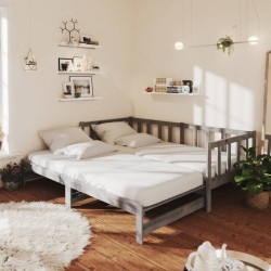 vidaXL Tagesbett Ausziehbar Grau Kiefer Massivholz 2x(90x200) cm  