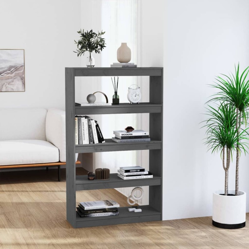 vidaXL Bücherregal Raumteiler Grau 80x30x135,5 cm Massivholz Kiefer vidaXL Bücherregal Raumteiler Grau 80x30x135,5 cm Massivholz Kiefer