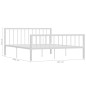 vidaXL Bettgestell Weiß Metall 160×200 cm vidaXL Bettgestell Weiß Metall 160×200 cm