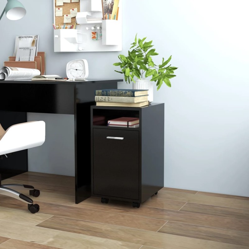 vidaXL Beistellschrank mit Rollen Schwarz 33x38x60 cm Holzwerkstoff vidaXL Beistellschrank mit Rollen Schwarz 33x38x60 cm Holzwerkstoff