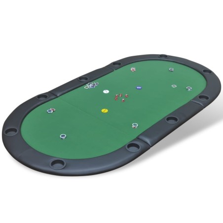 vidaXL Faltbare Poker-Tischauflage für 10 Spieler Grün 