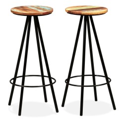 vidaXL Barhocker 2 Stk. Massives Altholz 