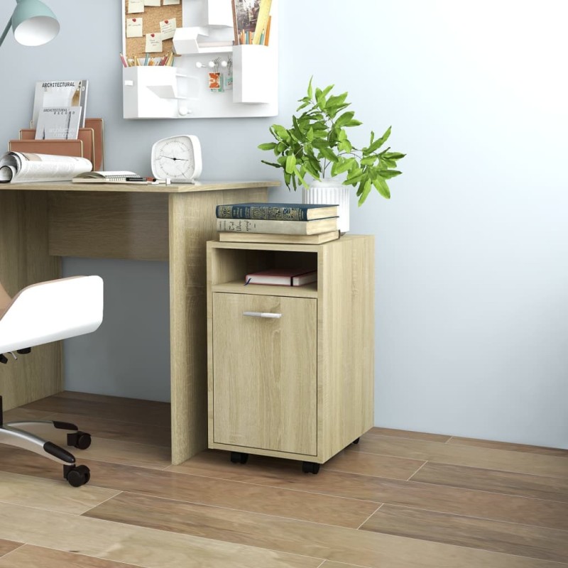 vidaXL Beistellschrank mit Rollen Sonoma-Eiche 33x38x60 cm vidaXL Beistellschrank mit Rollen Sonoma-Eiche 33x38x60 cm