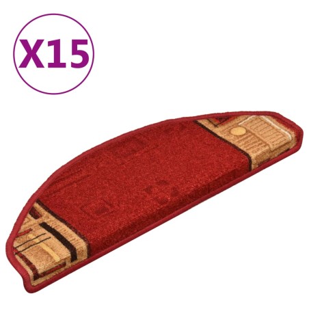 vidaXL Treppenmatten Selbstklebend 15 Stk. Rot 65x21x4 cm  