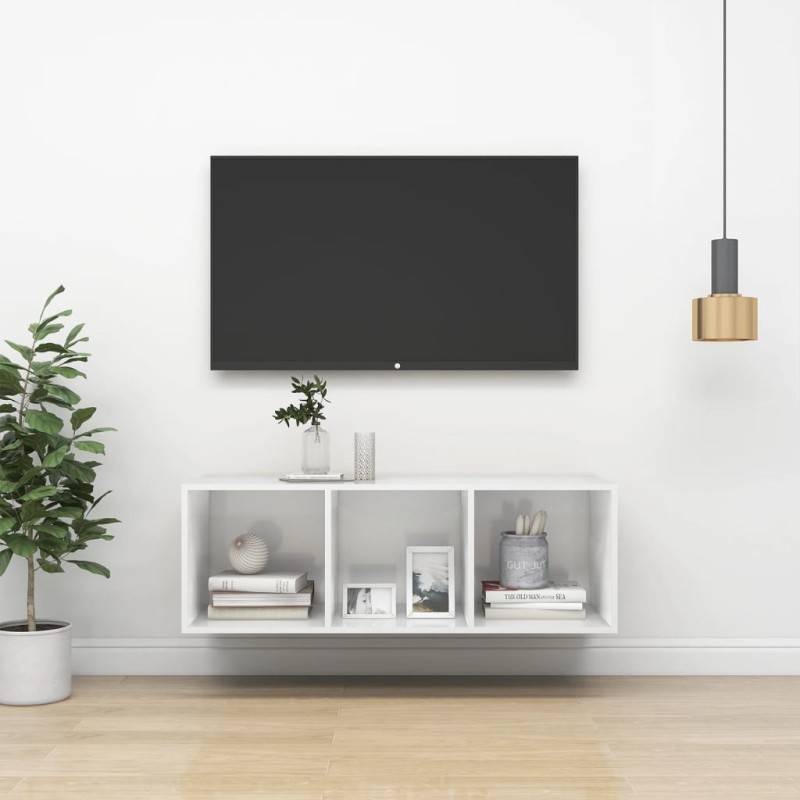 vidaXL TV-Wandschrank Hochglanz-Weiß 37x37x107 cm Holzwerkstoff vidaXL TV-Wandschrank Hochglanz-Weiß 37x37x107 cm Holzwerkstoff