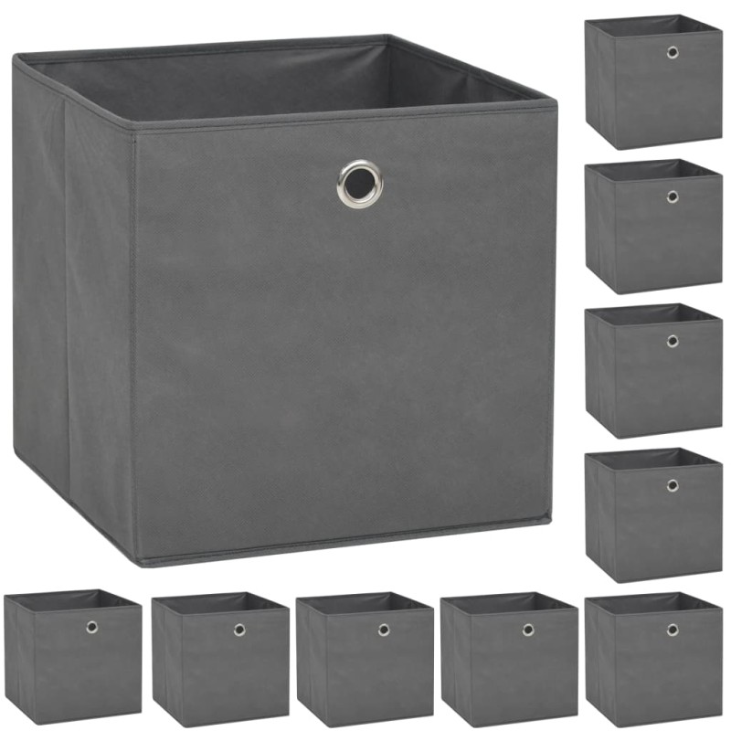 vidaXL Aufbewahrungsboxen 10 Stk. Vliesstoff 32 x 32 x 32 cm Grau vidaXL Aufbewahrungsboxen 10 Stk. Vliesstoff 32 x 32 x 32 cm Grau