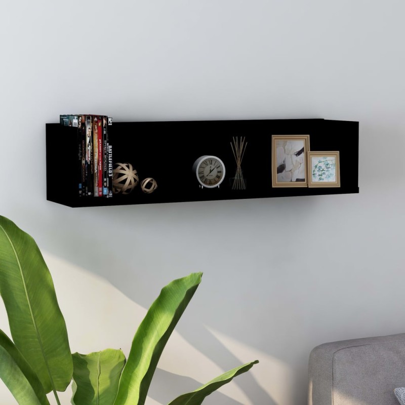 vidaXL CD-Wandregal Schwarz 75x18x18 cm Holzwerkstoff