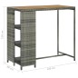 vidaXL Bartisch mit Regal Grau 120x60x110 cm Poly Rattan vidaXL Bartisch mit Regal Grau 120x60x110 cm Poly Rattan