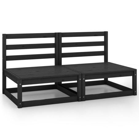 vidaXL Garten-Mittelsofas 2 Stk. Schwarz Kiefer Massivholz 