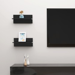 vidaXL Wandregale 2 Stk. Hochglanz-Schwarz 40x11,5x18 cm