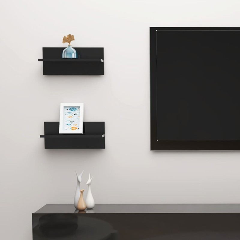 vidaXL Wandregale 2 Stk. Hochglanz-Schwarz 40x11,5x18 cm vidaXL Wandregale 2 Stk. Hochglanz-Schwarz 40x11,5x18 cm