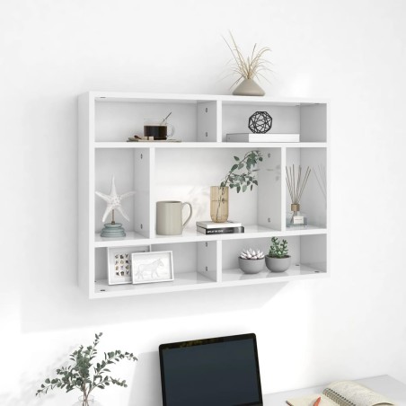 vidaXL Wandregal Hochglanz-Weiß 75x16x55 cm Holzwerkstoff