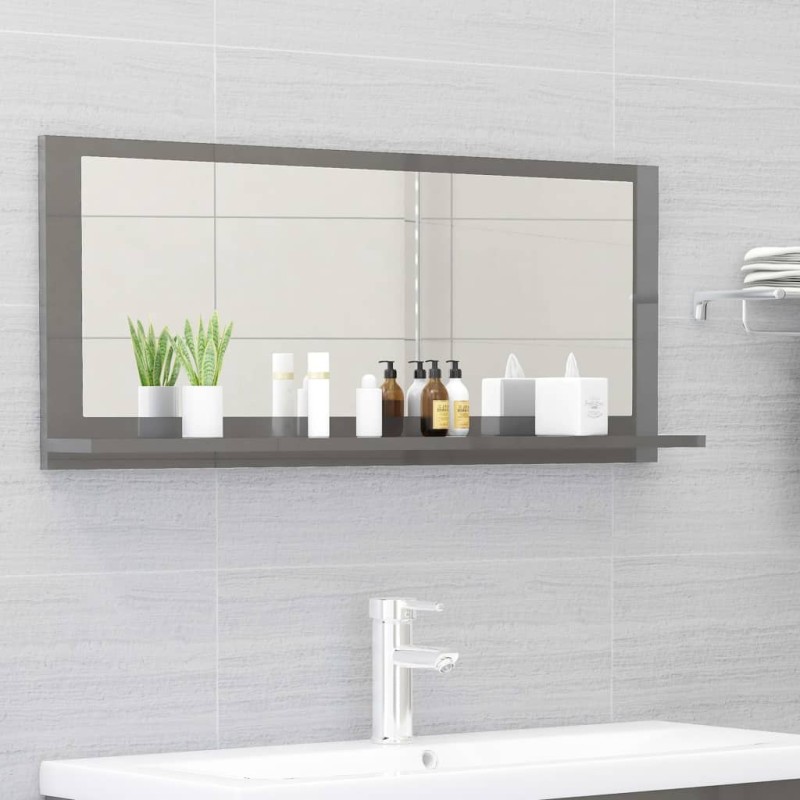 vidaXL Badspiegel Hochglanz-Grau 90x10,5x37 cm Holzwerkstoff vidaXL Badspiegel Hochglanz-Grau 90x10,5x37 cm Holzwerkstoff