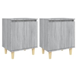 vidaXL Nachttische mit Massivholz-Beinen 2 Stk. Grau Sonoma 40x30x50cm
