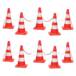 vidaXL Leitkegel-Set mit 10 m Kette Rot und Weiß