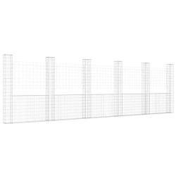 vidaXL Gabionenkorb U-Form mit 6 Säulen Eisen 620x20x200 cm