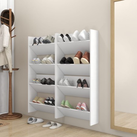 vidaXL Wand-Schuhschränke 4 Stk. Weiß 60x18x60 cm Holzwerkstoff