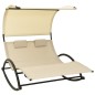 vidaXL Doppel-Sonnenliege mit Sonnendach Textilene Creme vidaXL Doppel-Sonnenliege mit Sonnendach Textilene Creme