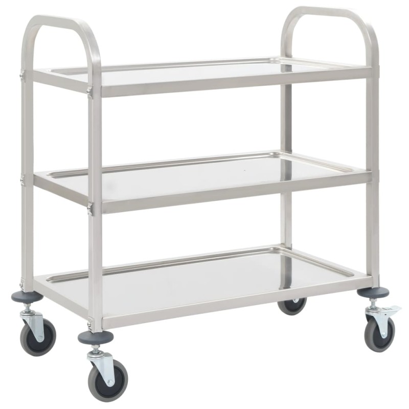vidaXL 3-Stufiger Servierwagen 95x45x83,5 cm Edelstahl vidaXL 3-Stufiger Servierwagen 95x45x83,5 cm Edelstahl