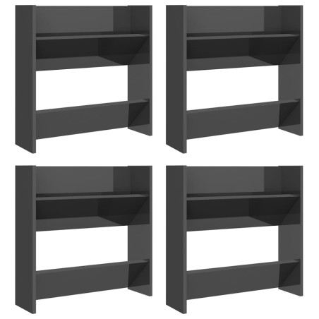 vidaXL Wand-Schuhschränke 4 Stk. Hochglanz-Grau 60x18x60cm