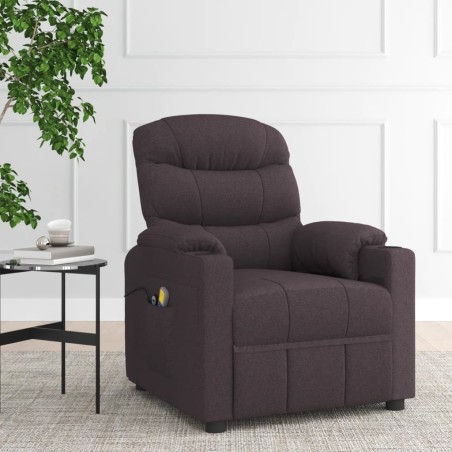 Massagesessel Elektrisch Dunkelbraun Stoff