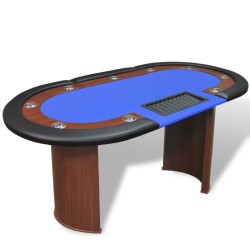 vidaXL Pokertisch für 10 Spieler mit Dealerbereich und Chipablage Blau 