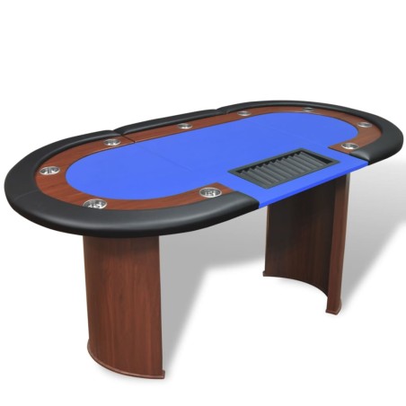 vidaXL Pokertisch für 10 Spieler mit Dealerbereich und Chipablage Blau 