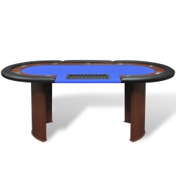 vidaXL Pokertisch für 10 Spieler mit Dealerbereich und Chipablage Blau 