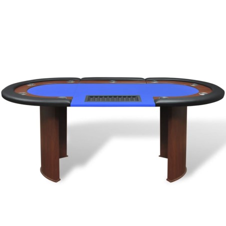 vidaXL Pokertisch für 10 Spieler mit Dealerbereich und Chipablage Blau 