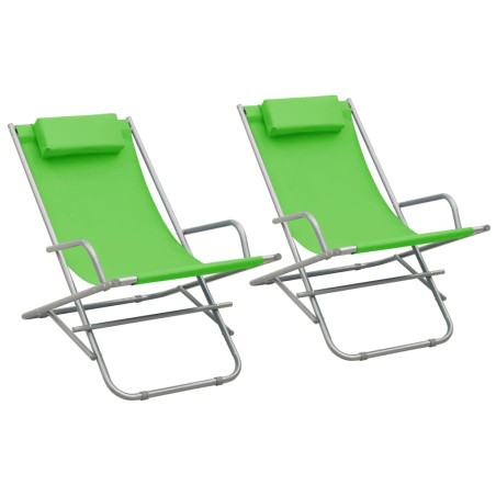 vidaXL Schaukelstühle 2 Stk. Stahl Grün   