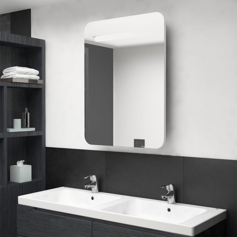 vidaXL LED-Spiegelschrank fürs Bad Glänzend Weiß 60x11x80 cm vidaXL LED-Spiegelschrank fürs Bad Glänzend Weiß 60x11x80 cm