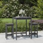 3-tlg. Gartenbar-Set Grau Massivholz Kiefer 3-tlg. Gartenbar-Set Grau Massivholz Kiefer