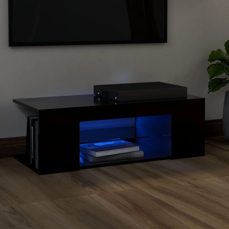 vidaXL TV-Schrank mit LED-Leuchten Schwarz 90x39x30cm vidaXL TV-Schrank mit LED-Leuchten Schwarz 90x39x30cm