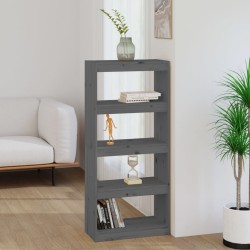 vidaXL Bücherregal/Raumteiler Grau 60x30x135,5 cm Massivholz Kiefer