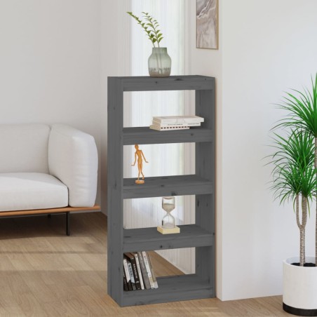 vidaXL Bücherregal/Raumteiler Grau 60x30x135,5 cm Massivholz Kiefer